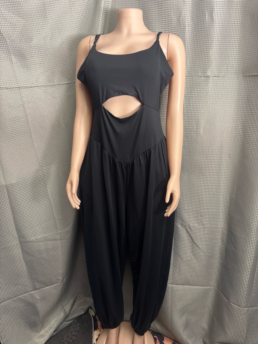 Women's Black Cutout Spaghetti-Strap Jumpsuit